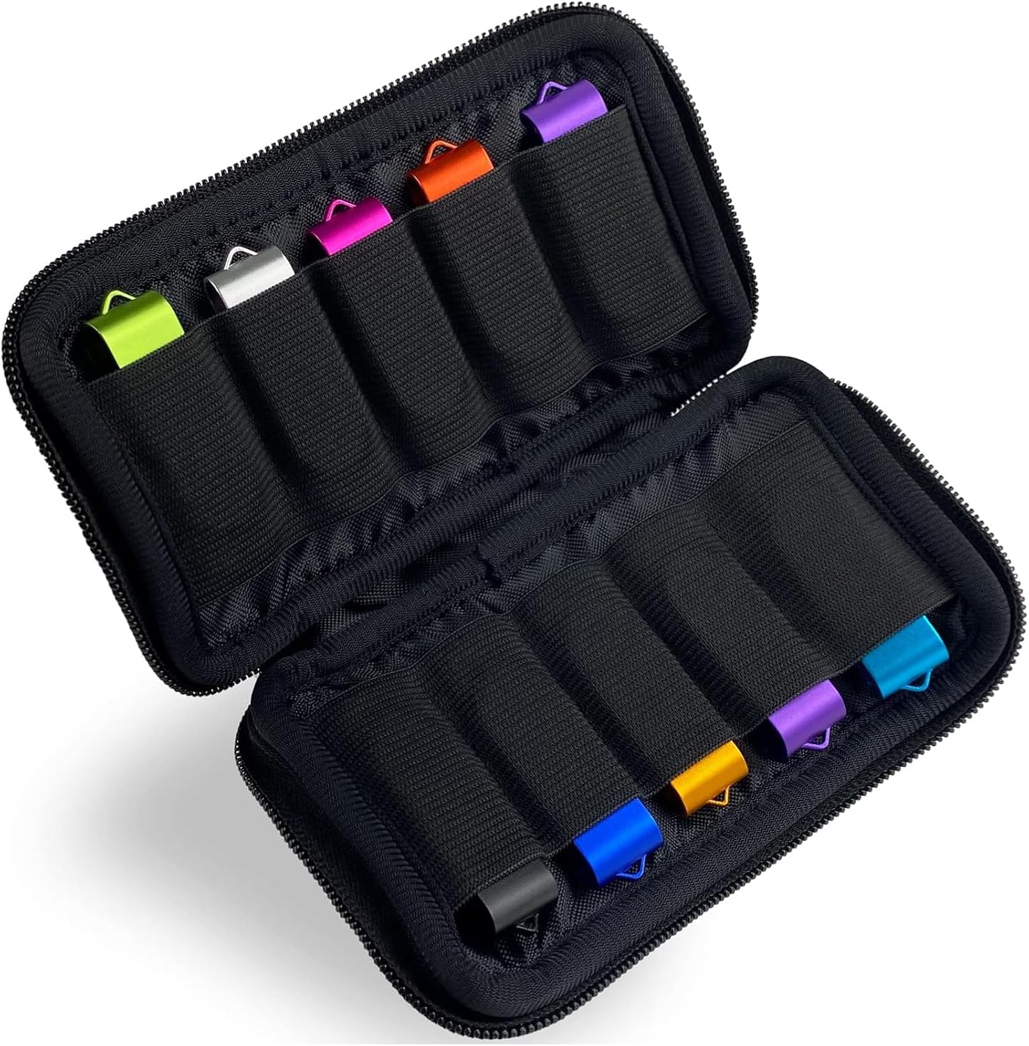 Étui De Rangement Pour Clés USB - 10 Emplacements, En Nylon Noir - Protection Anti-chocs, Anti-poussière