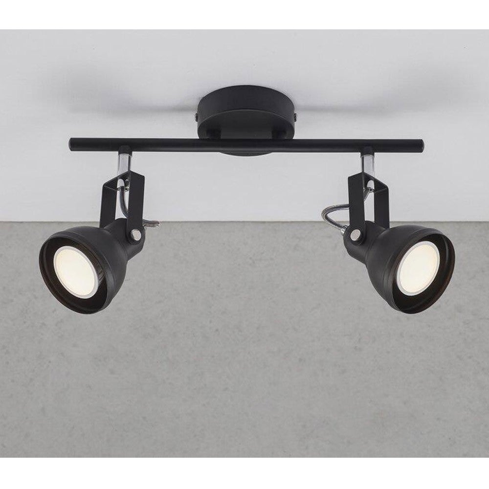 Spoterie ASLAK 2-Spot Métal Noir, H.20 - IP20 - GU10 /Nordlux Intérieur - 2