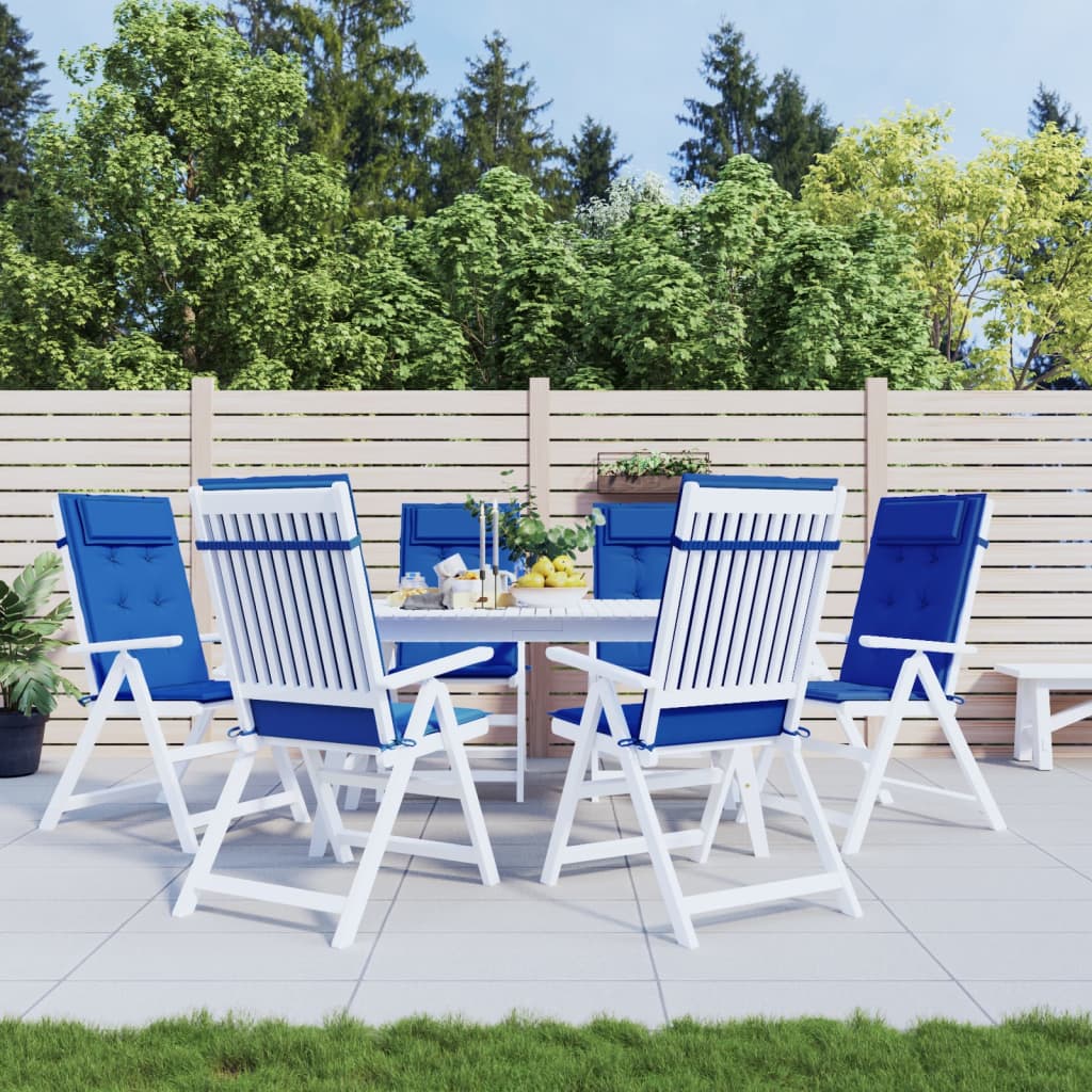 Poduszki na krzesła z wysokim oparciem, 6 szt, błękit królewski vidaXL