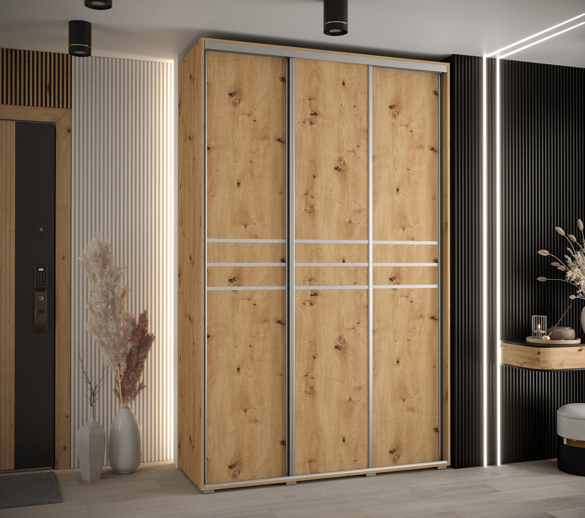 Szafa przesuwna wysoka Davos 10 160 x 45 x 235,2 cm artisan + artisan + u. srebrny - Abiks Meble - 2
