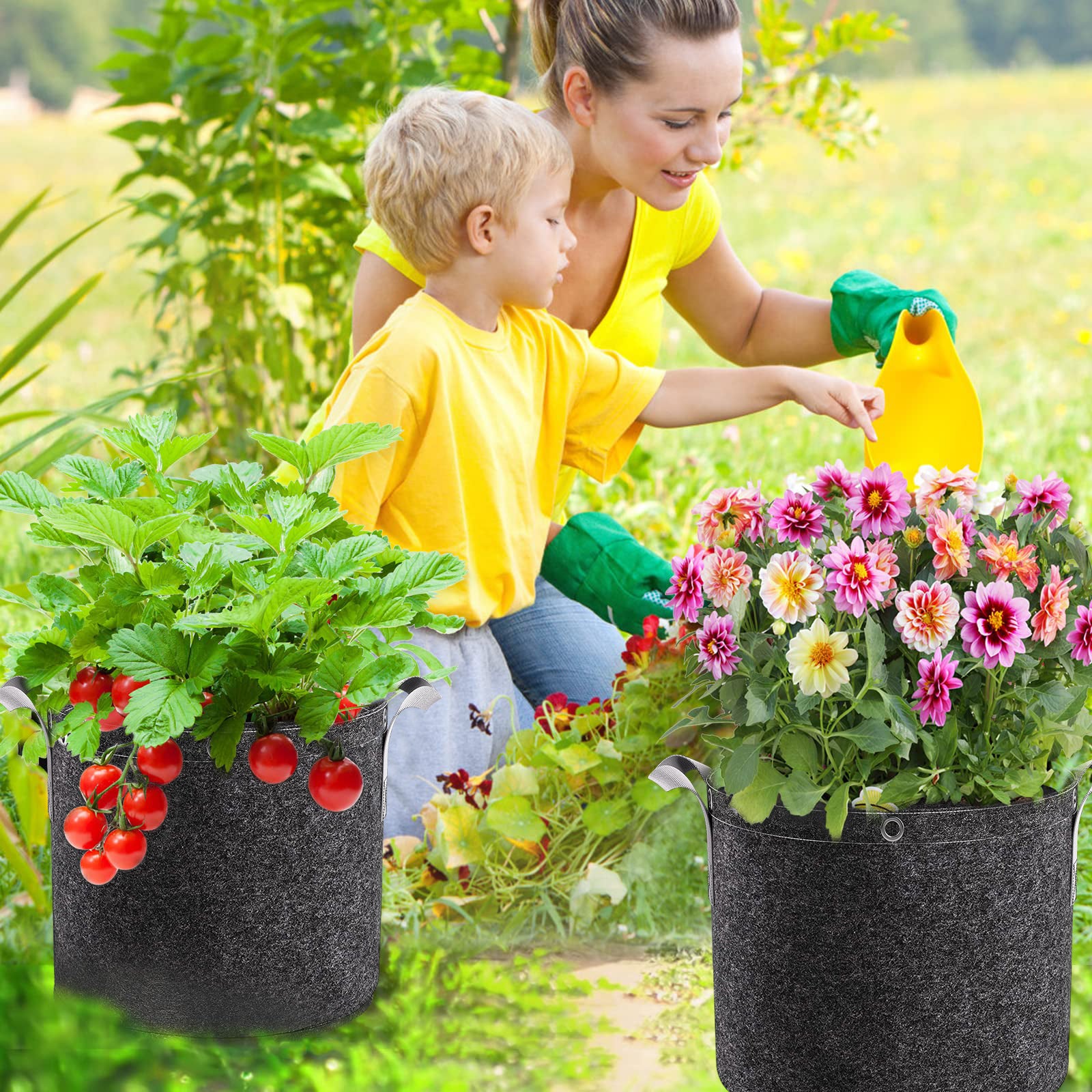 6 Sacchi Per Coltivazione Da 30 Litri - Tessuto Non Tessuto Riciclato Con Manici - Per Ortaggi, Fiori E Piante Da Balcone