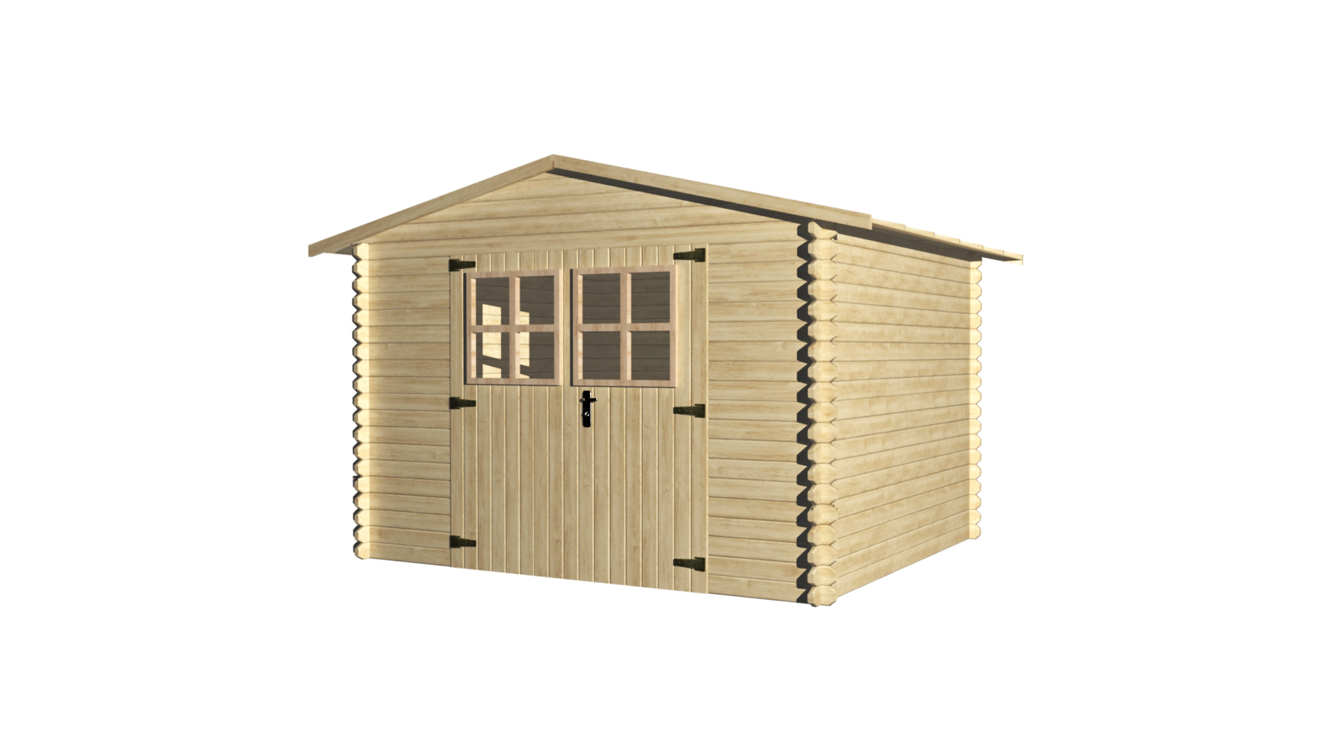 Abri de jardin en bois brut, ep 19mm, surface utile 7.62m² INT019 / INEKSA - 2