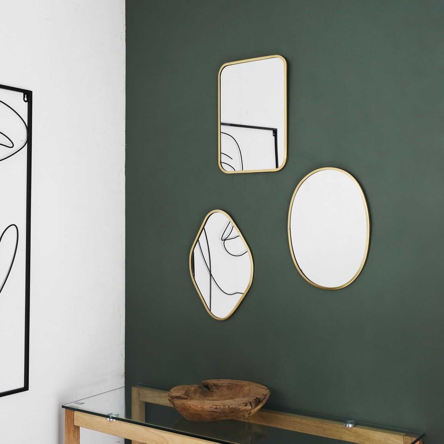 Lot de 3 Miroirs Goutte Leny 43cm Noir
