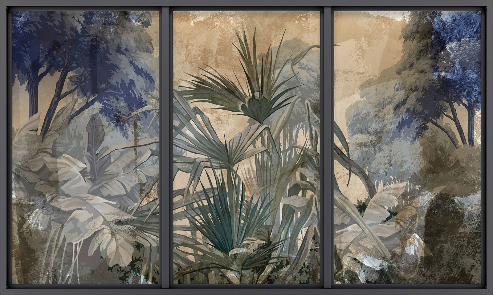 Papier peint panoramique Trompe l'oeil baie vitrée - Jungle - Largeur 325 cm x Hauteur 195 cm - 2