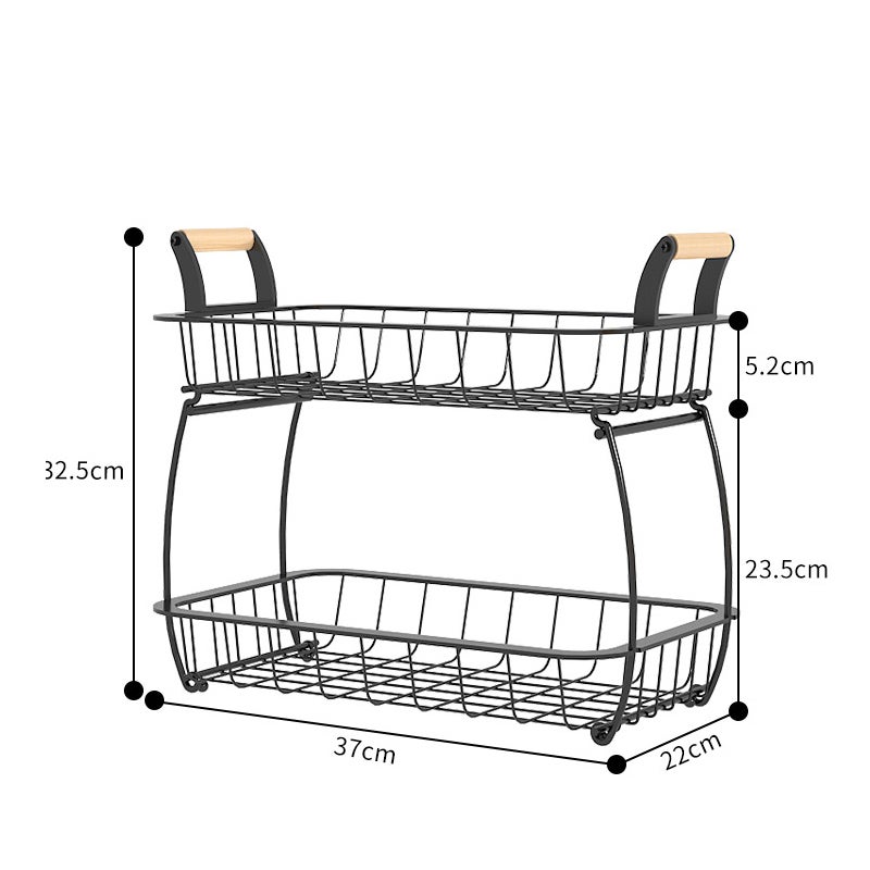 Set 4 cesti frutta 2 piani con supporto per banane, organizer metallico per frutta e verdura, ideale per cucina e conservazione - 2
