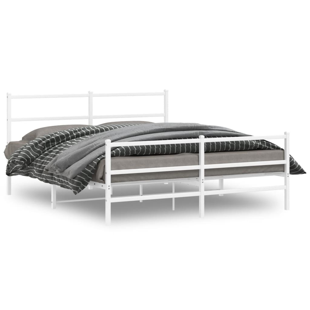 Łóżko Metalowe Białe Rama Łóżko Ze Stelażem Do Sypialni Pokoju 150x200