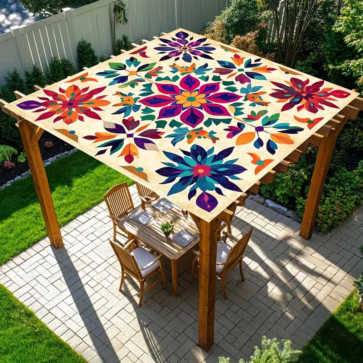 1PC Pare-soleil de camping et tapis de pique-nique — Couleurs vives, résistant aux UV — Idéal pour le jardin et les abords de piscine (240 x 185 cm) - 4