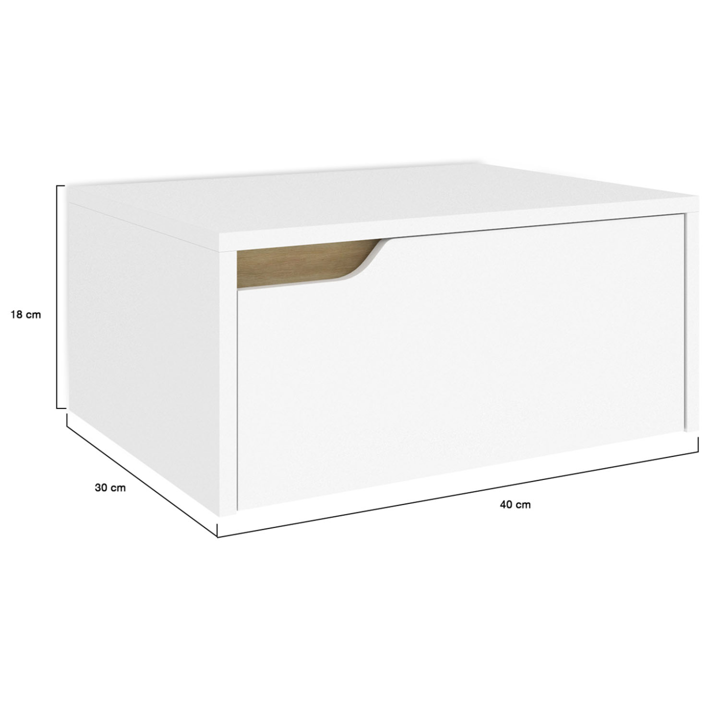 Lot de 2 tables de chevet murales HELSINKI scandinaves 1 tiroir étagère suspendue blanc - 5