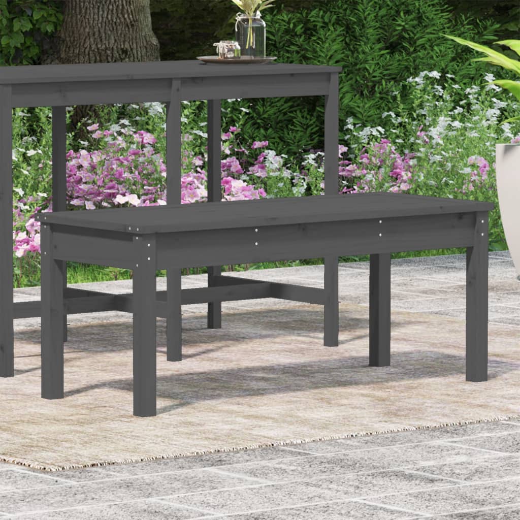 Banc de jardin en pin massif gris 109x44x45 cm - COMFORTXL - 3