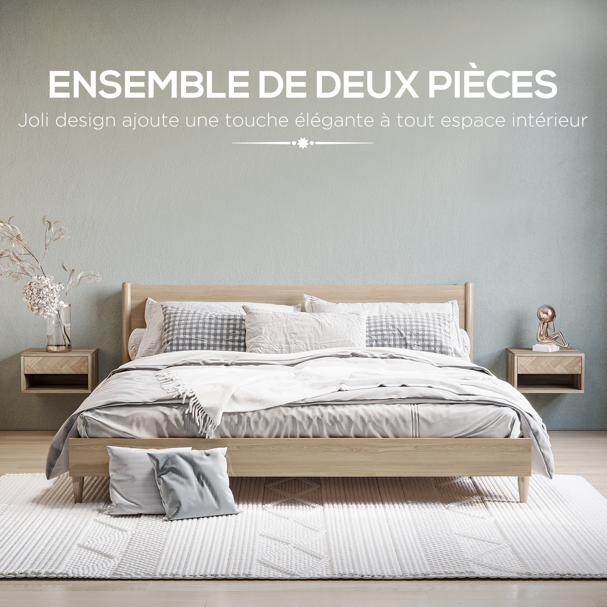 Table de chevet murale en panneau de particules HOMCOM - 4