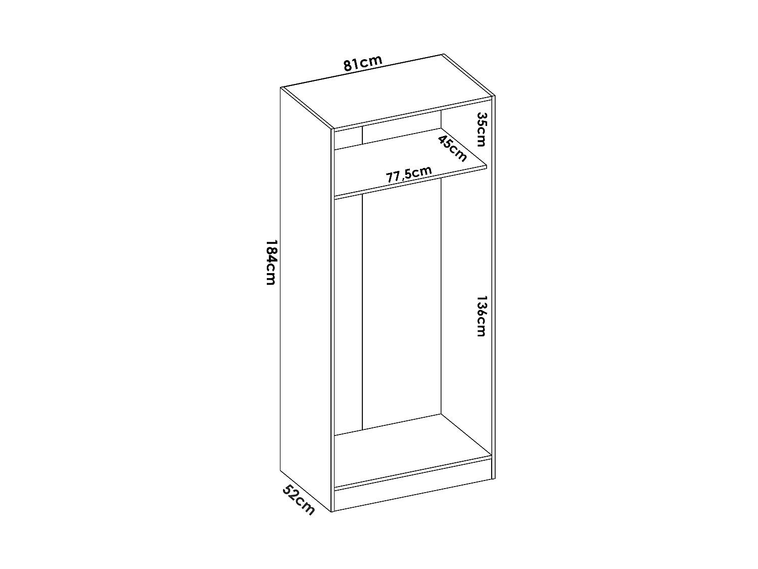 Armoire d'angle 5 portes - L173 cm - Blanc - LISTOWEL - 5