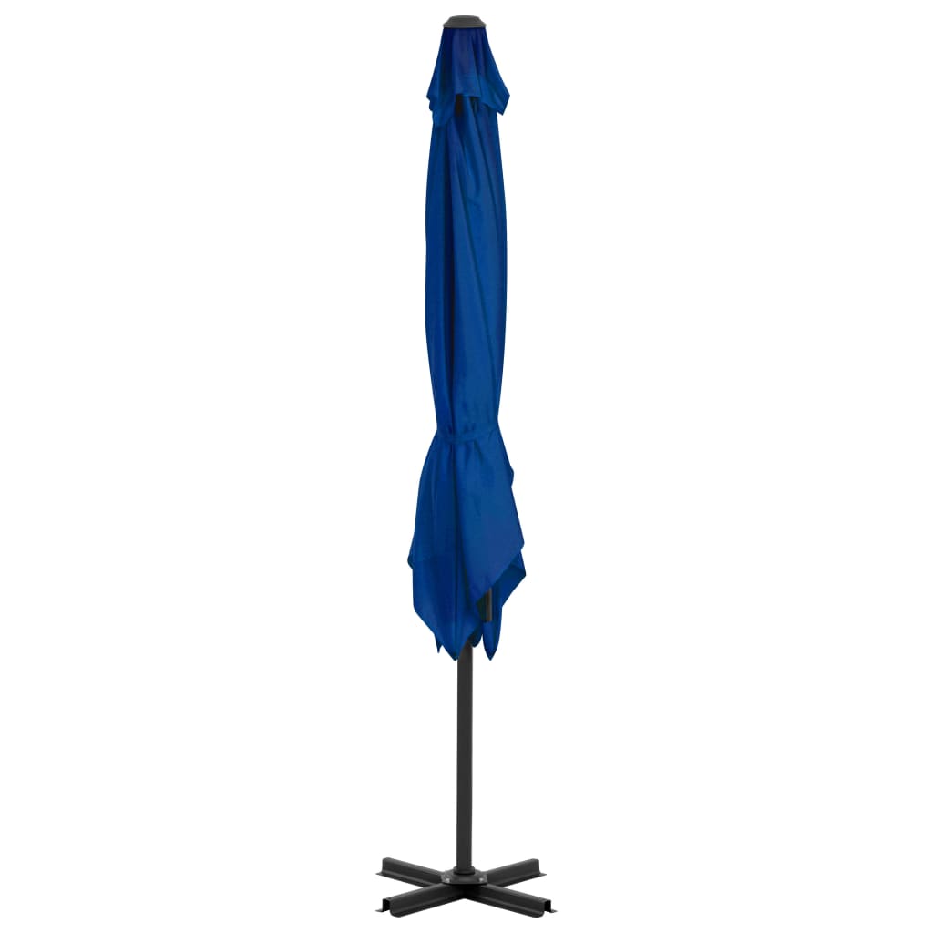 Parasol déporté et mât en aluminium Bleu azuré 250x250 - 4