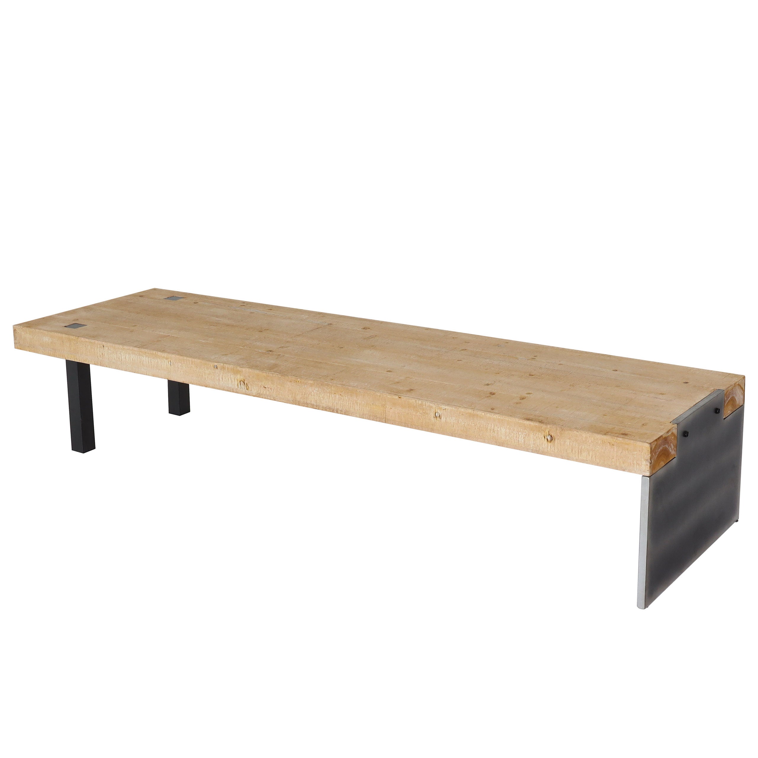 Lowboard HWC-L75, stolik pod TV, industrialny stolik z litego drewna z certyfikatem MVG 40x200x60cm, naturalny