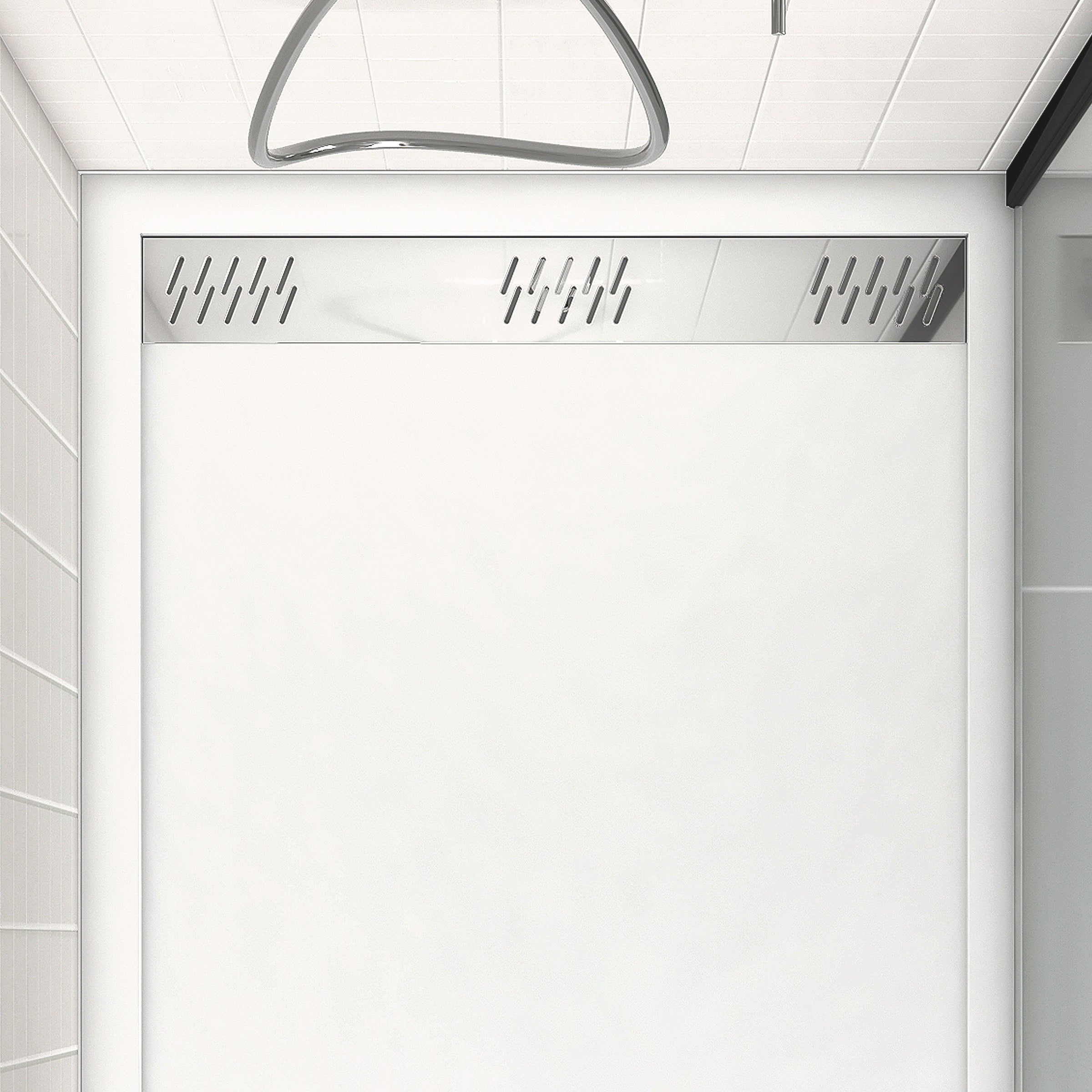 Receveur en acrylique Blanc 80x140x5 cm - Grille Linéaire Chrome - WHITENESS II - 2
