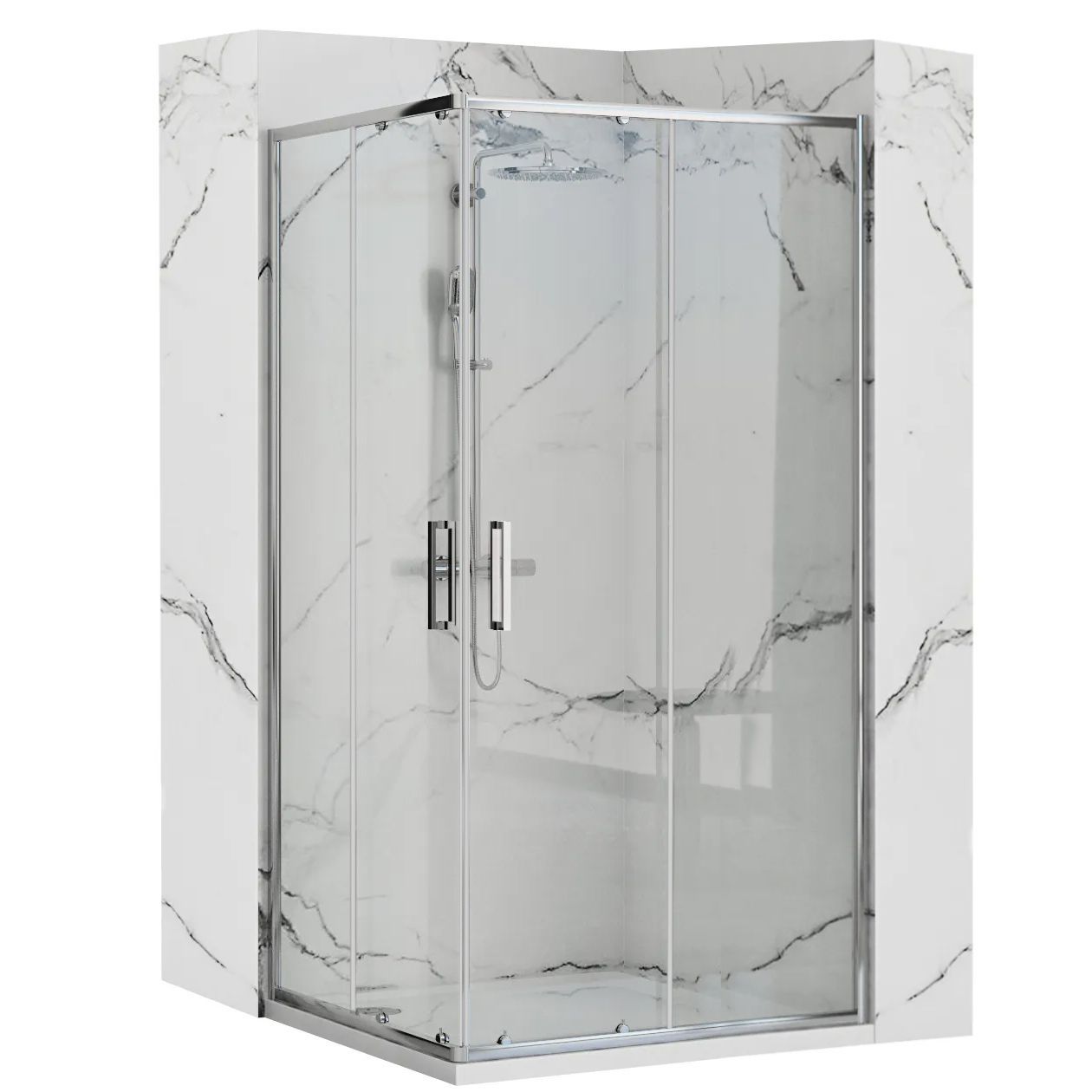 Cabine de douche en forme U pivotante verre opaque h 198 mod. Cristal TRIO 2 portes 70x80x70 cm rectangulaire
