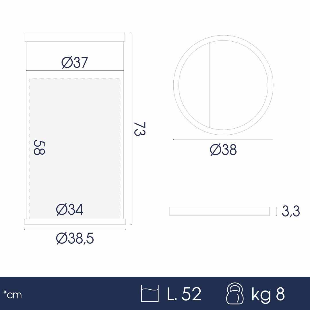 Danieli | Bidone getta carte con Posacenere | Realizzato in metallo finitura Nero Opaco | Diametro 37 cm e Altezza 73 cm | Capeinza cestino 52 L - 2