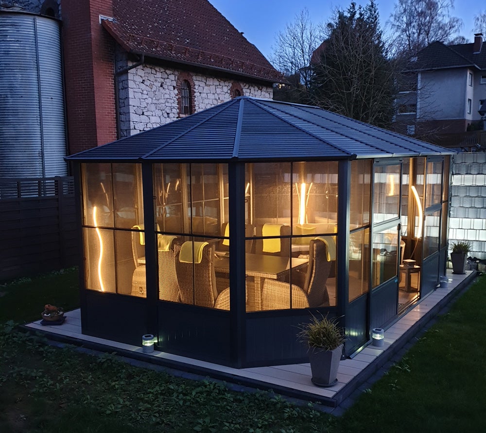 Sojag Alu Pavillon & Jardin d'hiver froid Charleston 1218 | Pavillon Hardtop | Anthracite | 384x594x281 cm - 5