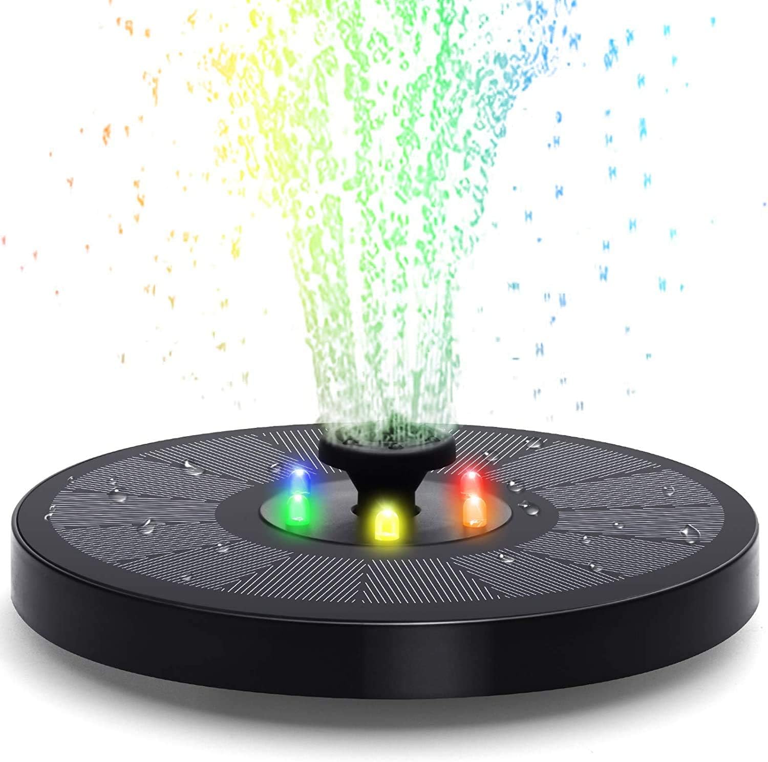 Fontanna Słoneczna Pływająca z Diodą LED, 6 Stylów Fontanny Wodnej, Pompa 4 w 1 Pływająca Samonośna do Miski dla Ptaków, 7V 3W