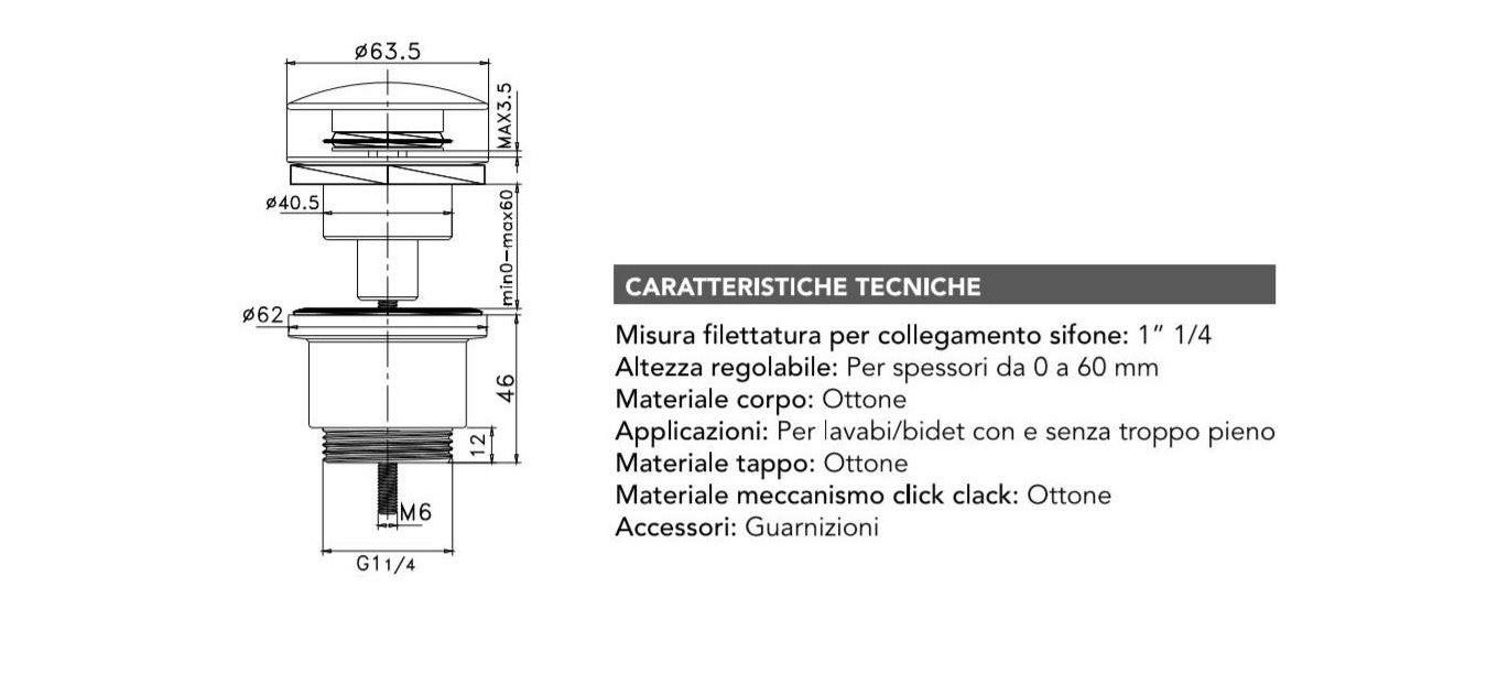 Piletta di scarico standard tonda clic-clac bronzo spazzolato Damast 18216 - Bronzo - 4