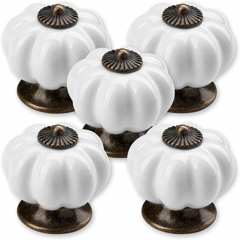 X Gałka meblowa, średnica 30 mm, gałka do szuflady na białej polerowanej podstawie porcelanowej
