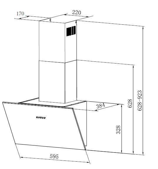 CIARRA Hotte Inclinée 60cm 650m3/h Classe A+++ 3 Vitesses Evacuation ou Recyclage Acier CD6762AS - 8