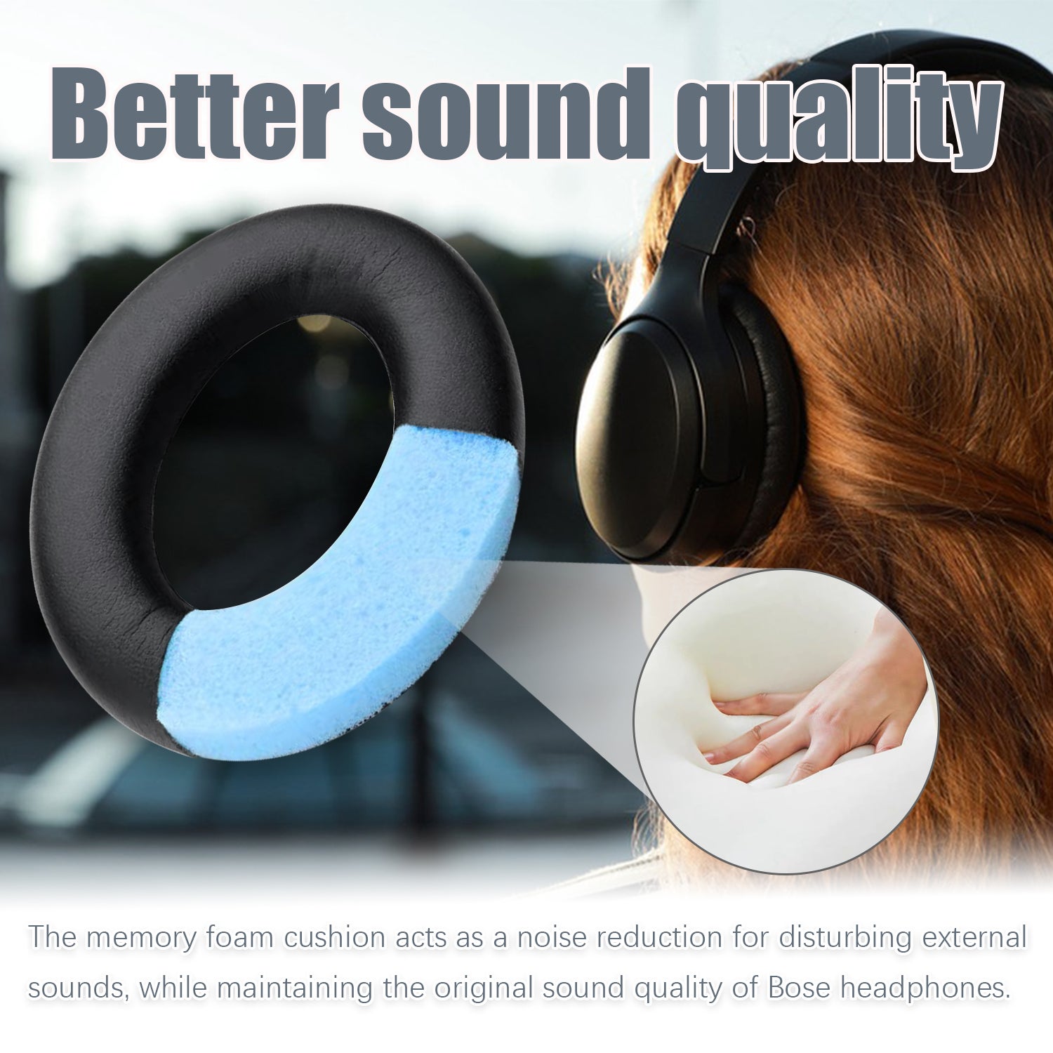 Coussinets pour Bose QC35 I/II, QC25, QC15, QC 2 AE 2, AE 2i, AE 2w, SoundTrue Blue - 6