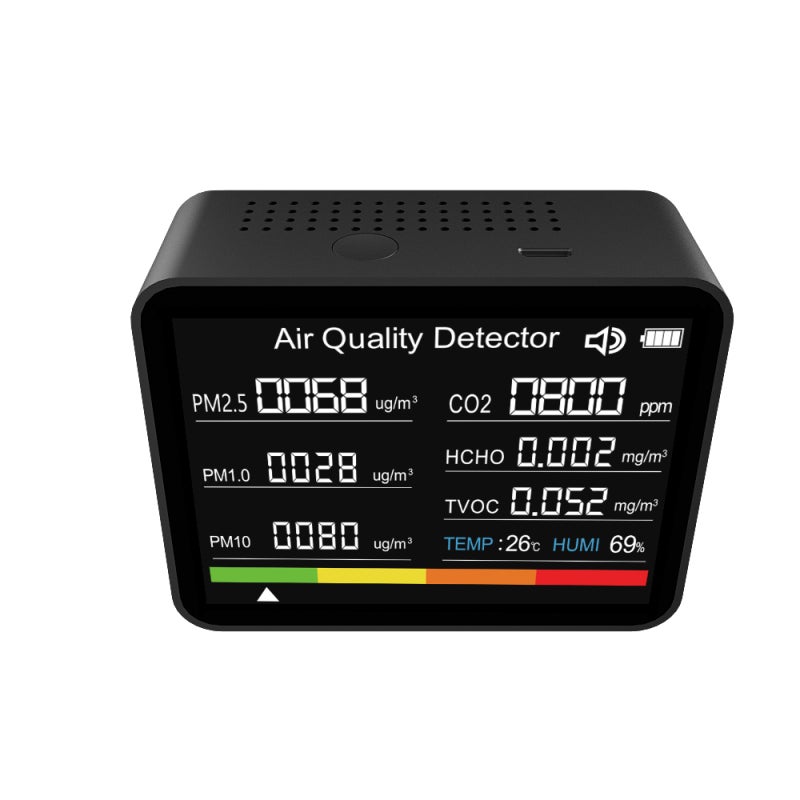 Moniteur Qualité Air 7 Pouces - Détecteur CO2 Température Humidité TVOC PM2.5 PM1.0