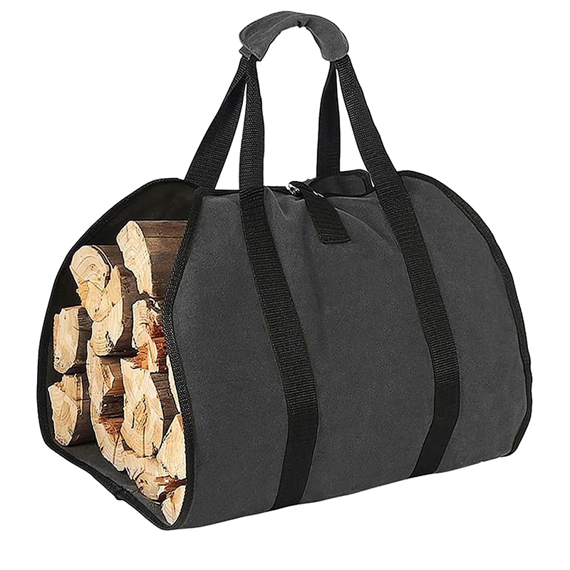 Sac de rangement pour bois de chauffage - Avec poignée - Résistant aux rayures et aux taches - Grande capacité de charge - Modèle pliable - Noir