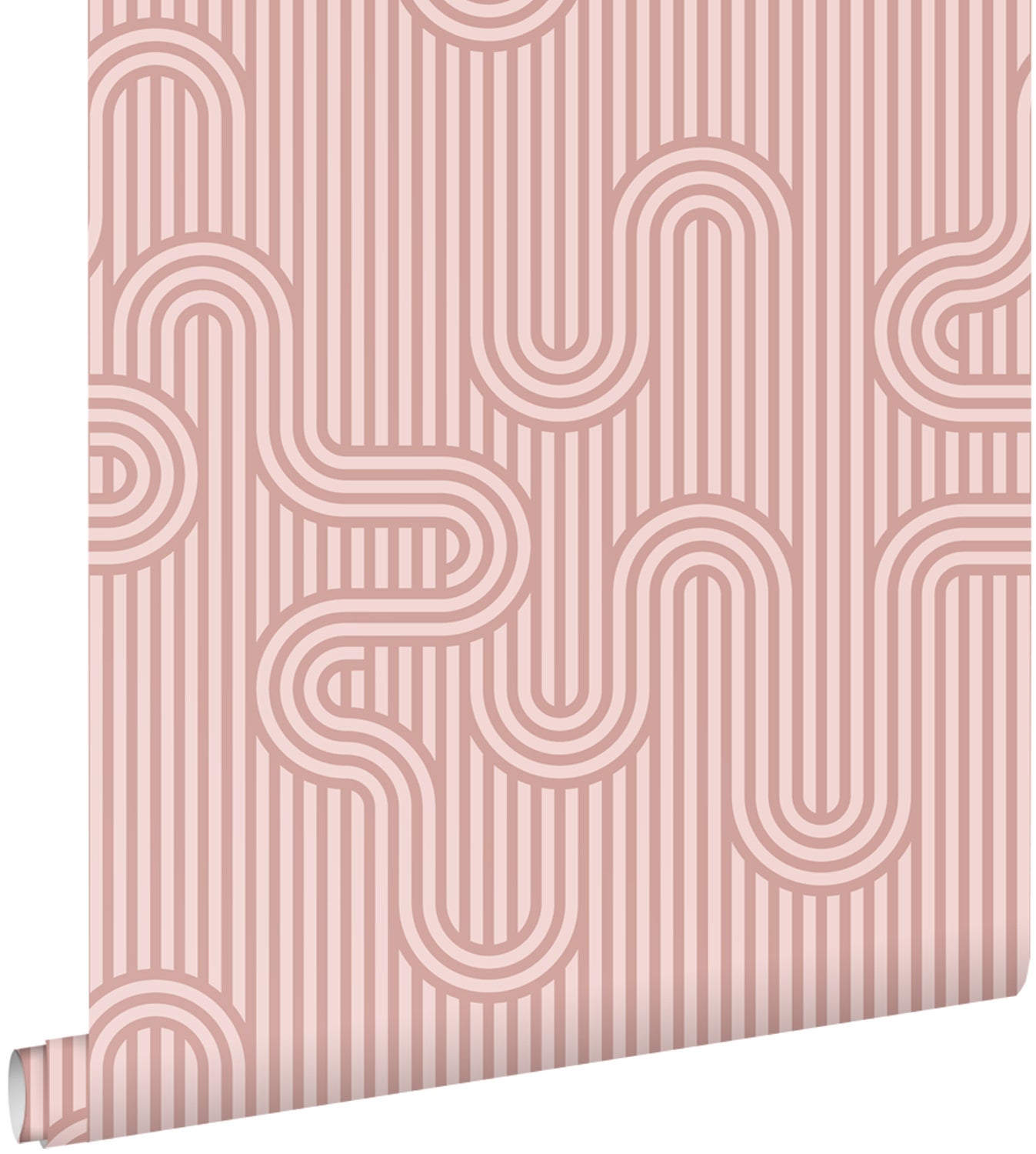 Tapeta linie graficzne starego różu - 50 x 900 cm - ESTAHOME