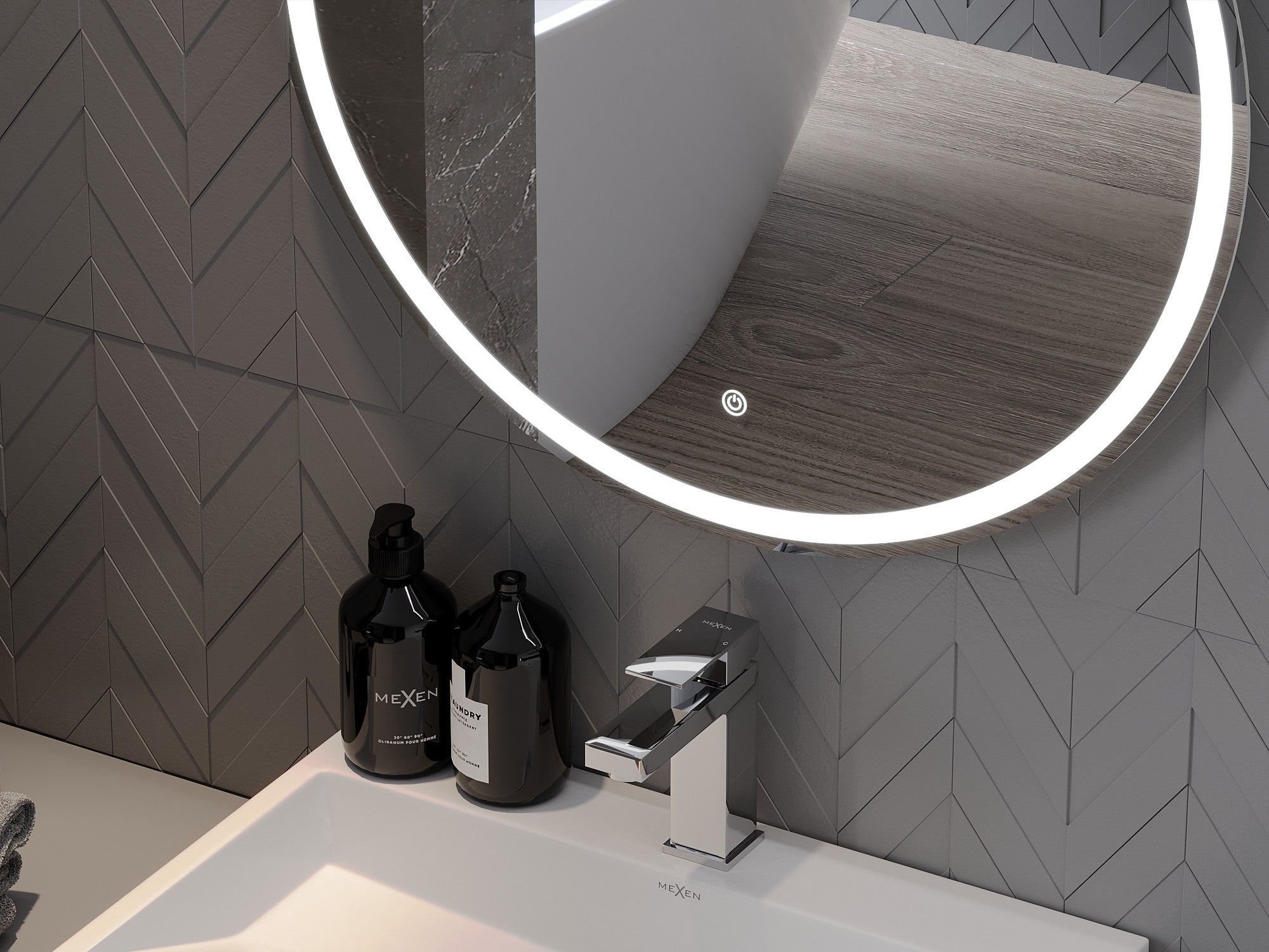 Mexen Gobi lustro łazienkowe podświetlane, okrągłe 70 cm, LED 6000K, antypara - 9801-070-070-611-00 - 5