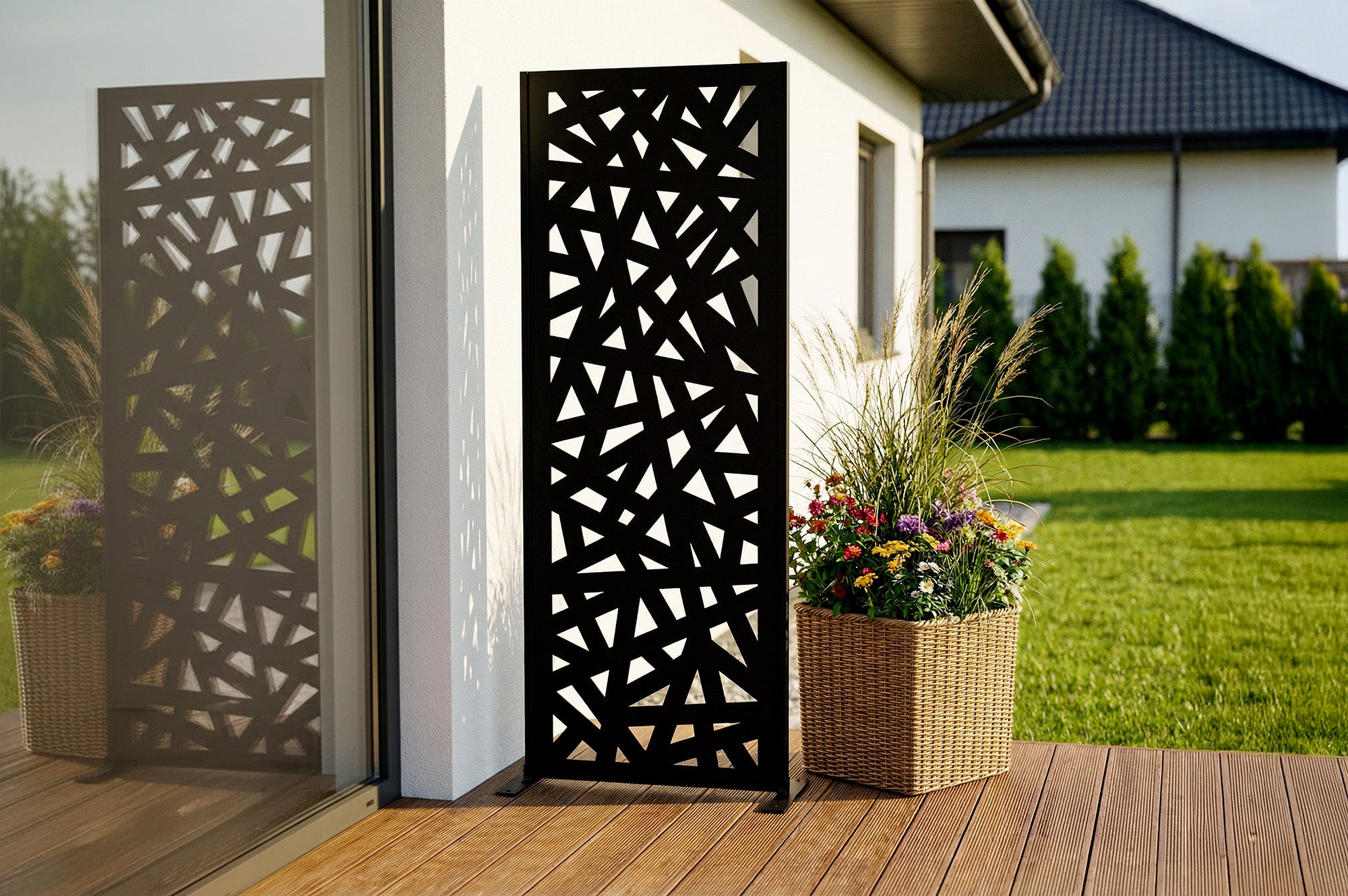 Panel dekoracyjny RUIVO, czarny, wys. 160 cm, wzór na całej powierzchni
