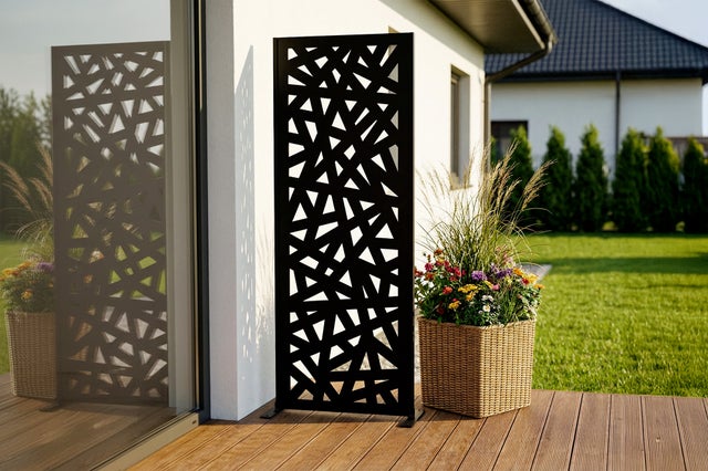 Panel dekoracyjny RUIVO, czarny, wys. 160 cm, wzór na całej powierzchni