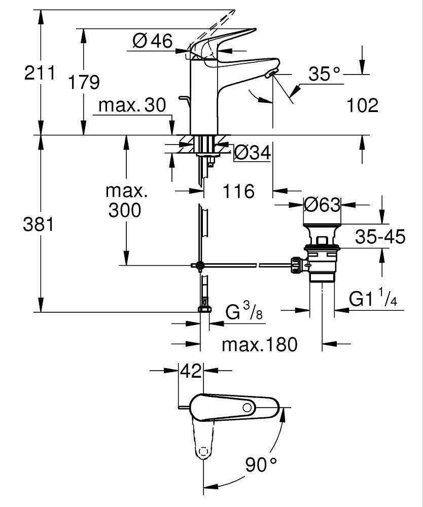 Rubinetto per lavabo cromato GROHE QuickFix Swift M - 6
