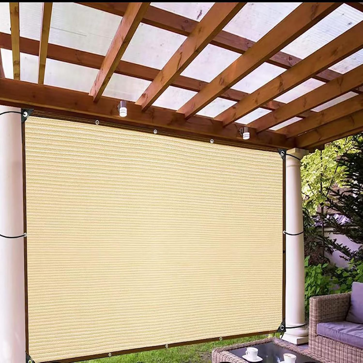 Voile d'Ombrage PEHD Haute Densité, Bloque 90% UV, Respirant, Anti-Déchirure, avec Œillets Aluminium, 4x6m - 9