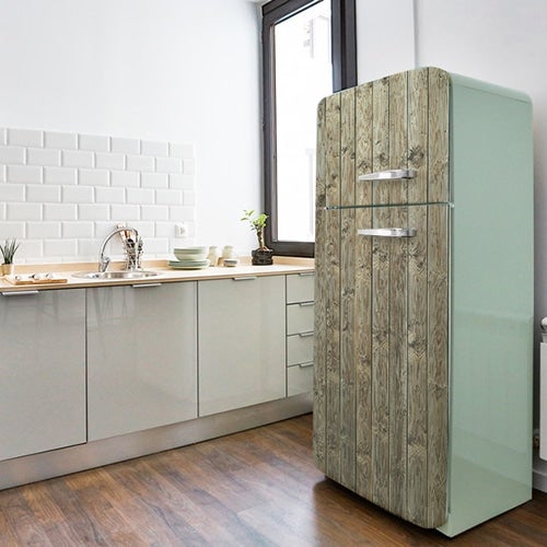 Adesivo Decorativo MEGADECOR Per Frigorifero – Effetto Legno Invecchiato Rustico, 185x60 Cm, Anti-bolle - 2