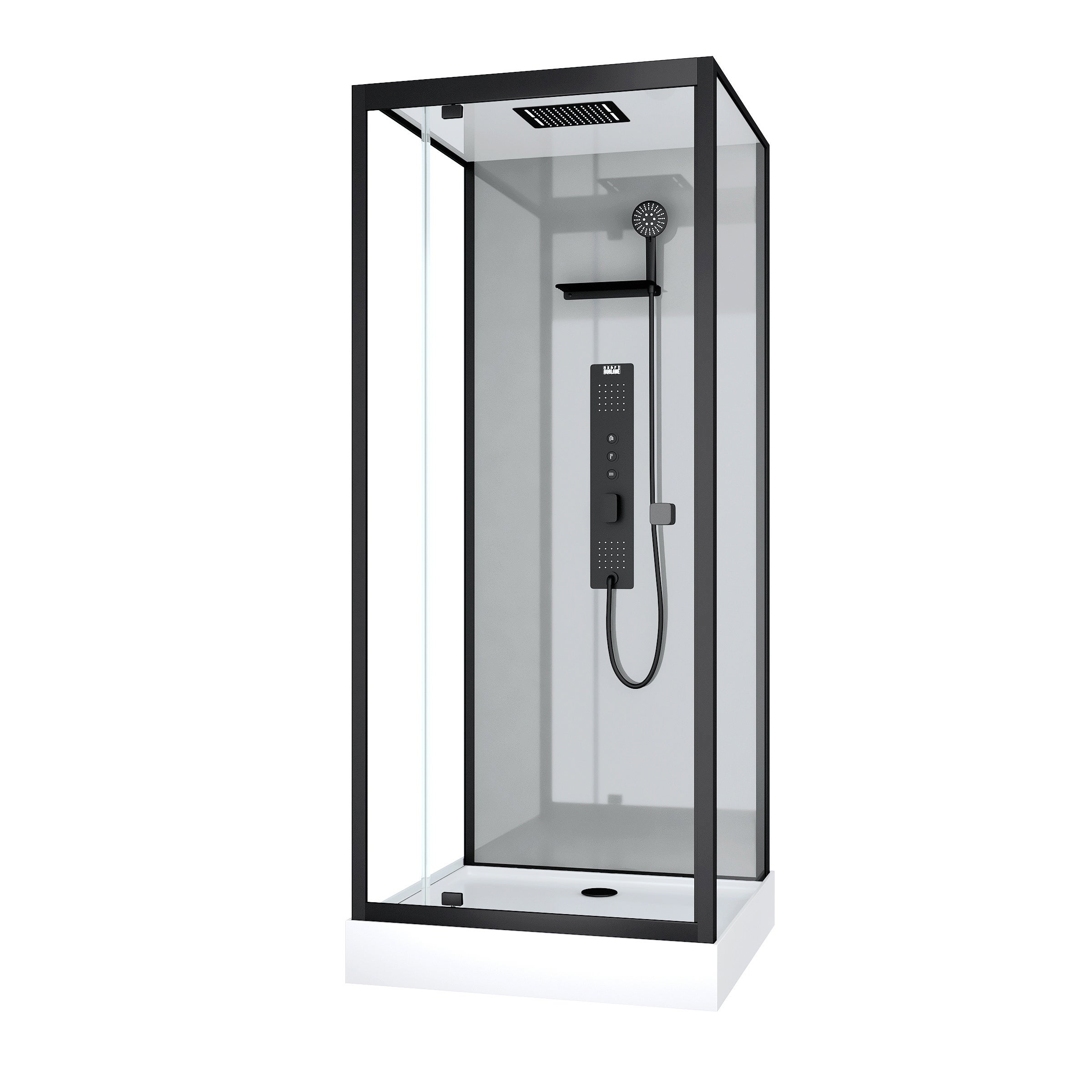Cabine de douche Hydromassante 90x90x215 cm - Fonds Gris et Profilés Noir Mat - GREY STYLE - 3