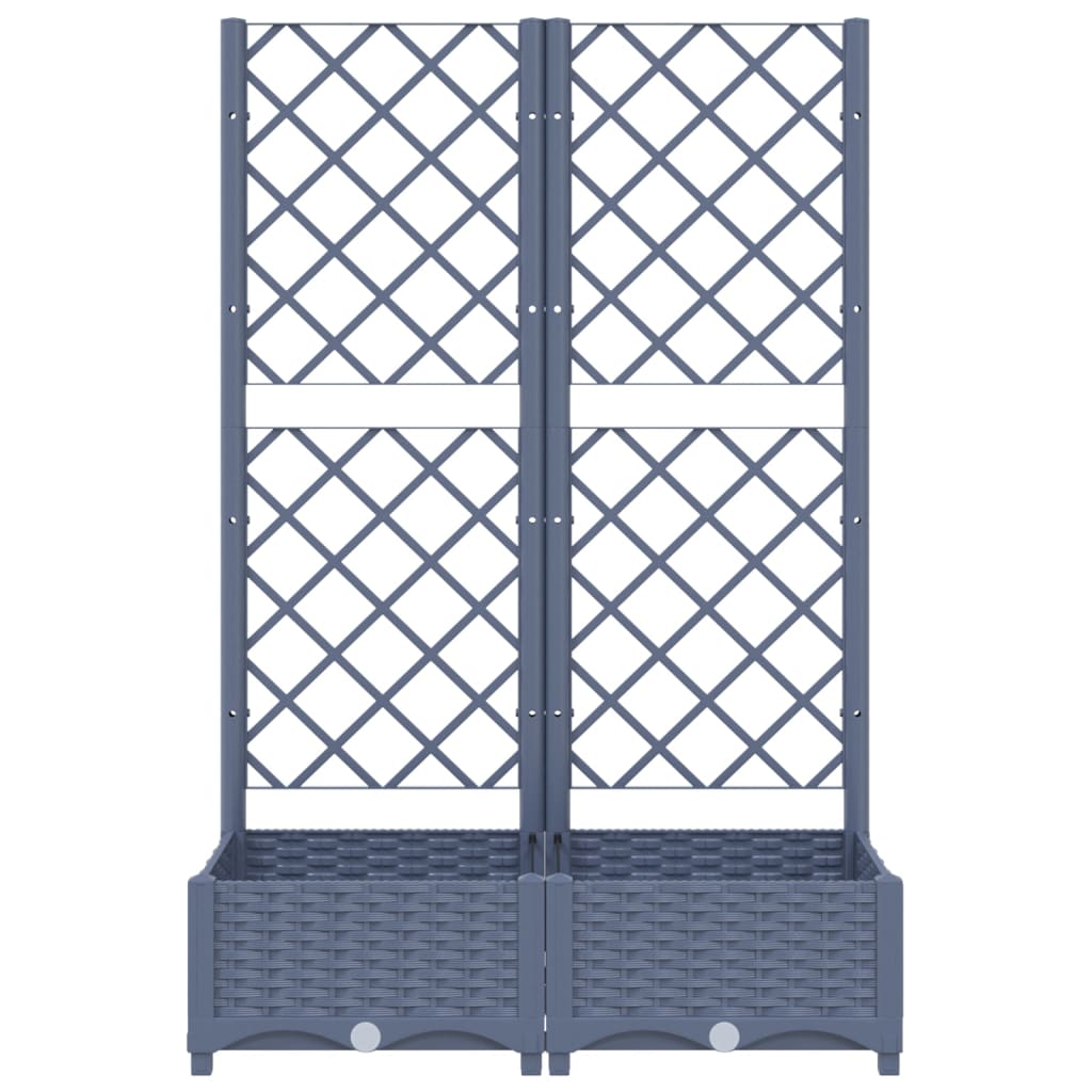 Maison Exclusive - Vaso de jardim com treliça azul-acinzentado 80x40x121,5 cm PP - 4