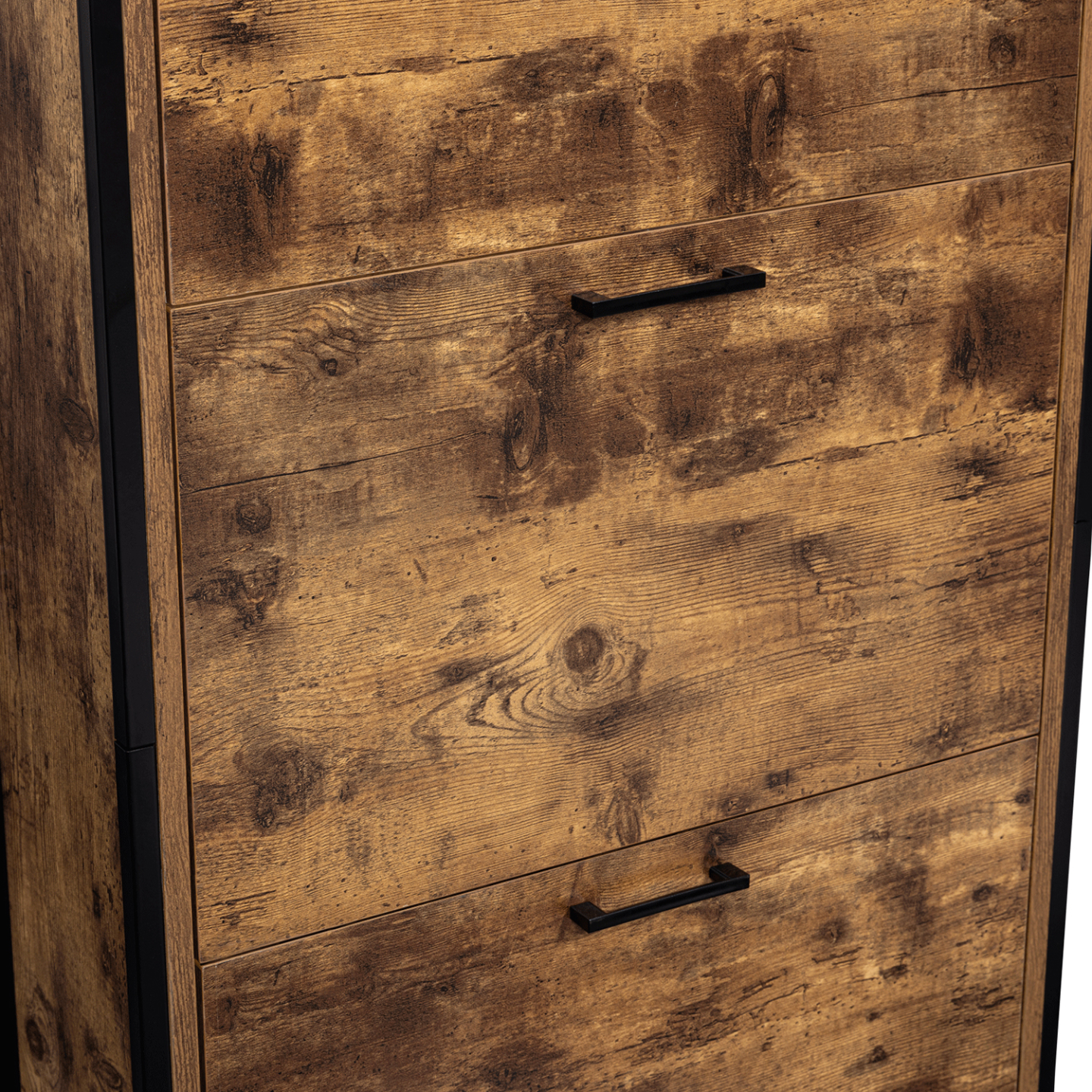 Meuble à chaussures 18 paires DAYTON 3 portes effet vieilli design industriel - 3
