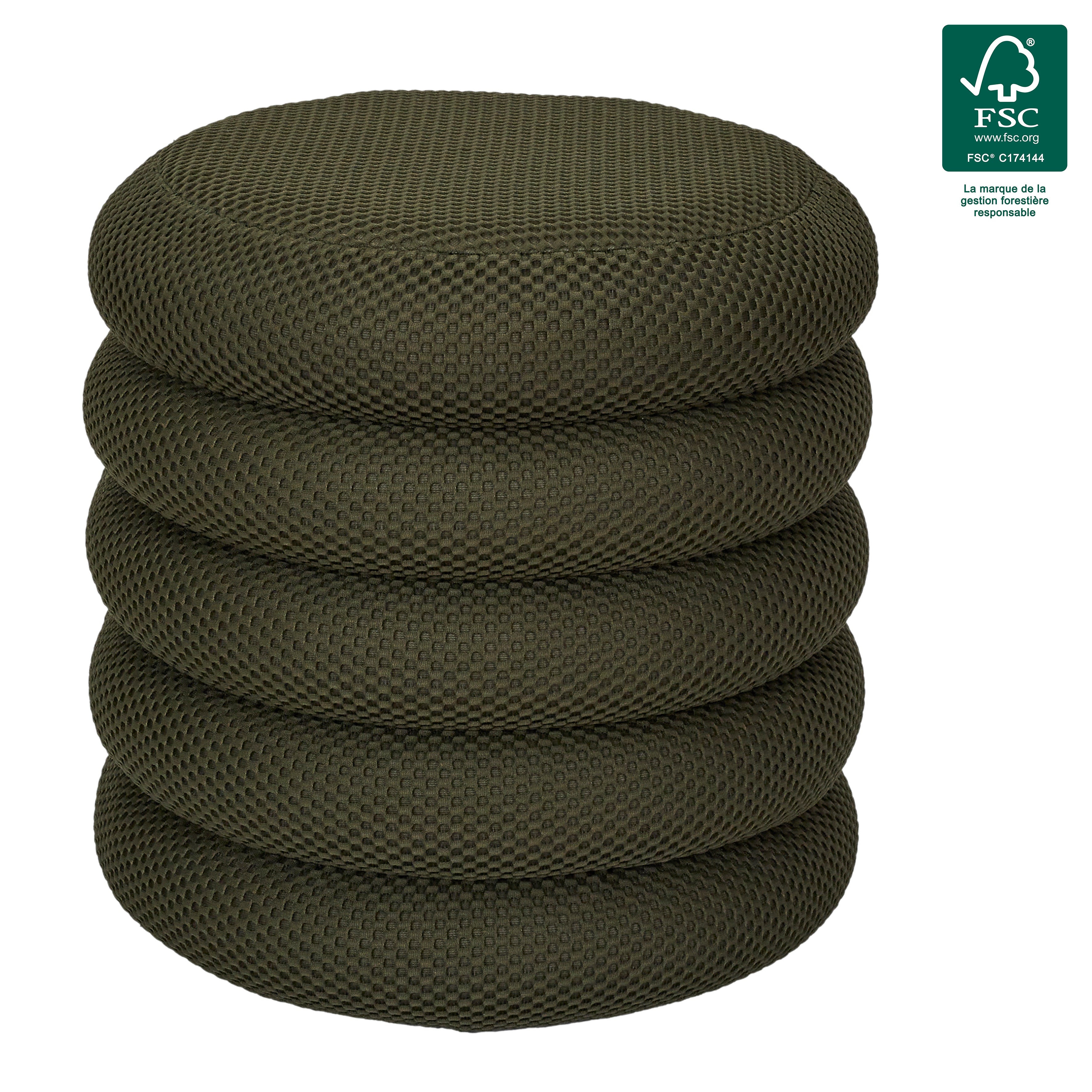 Pouf - Home Deco Factory - Atome - Rangement - Kaki - 2