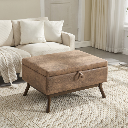 Tavolino multifunzionale Mid-Century Modern, panca da salotto fatta a mano, con spazio di stoccaggio e meccanismo di sicurezza - 9