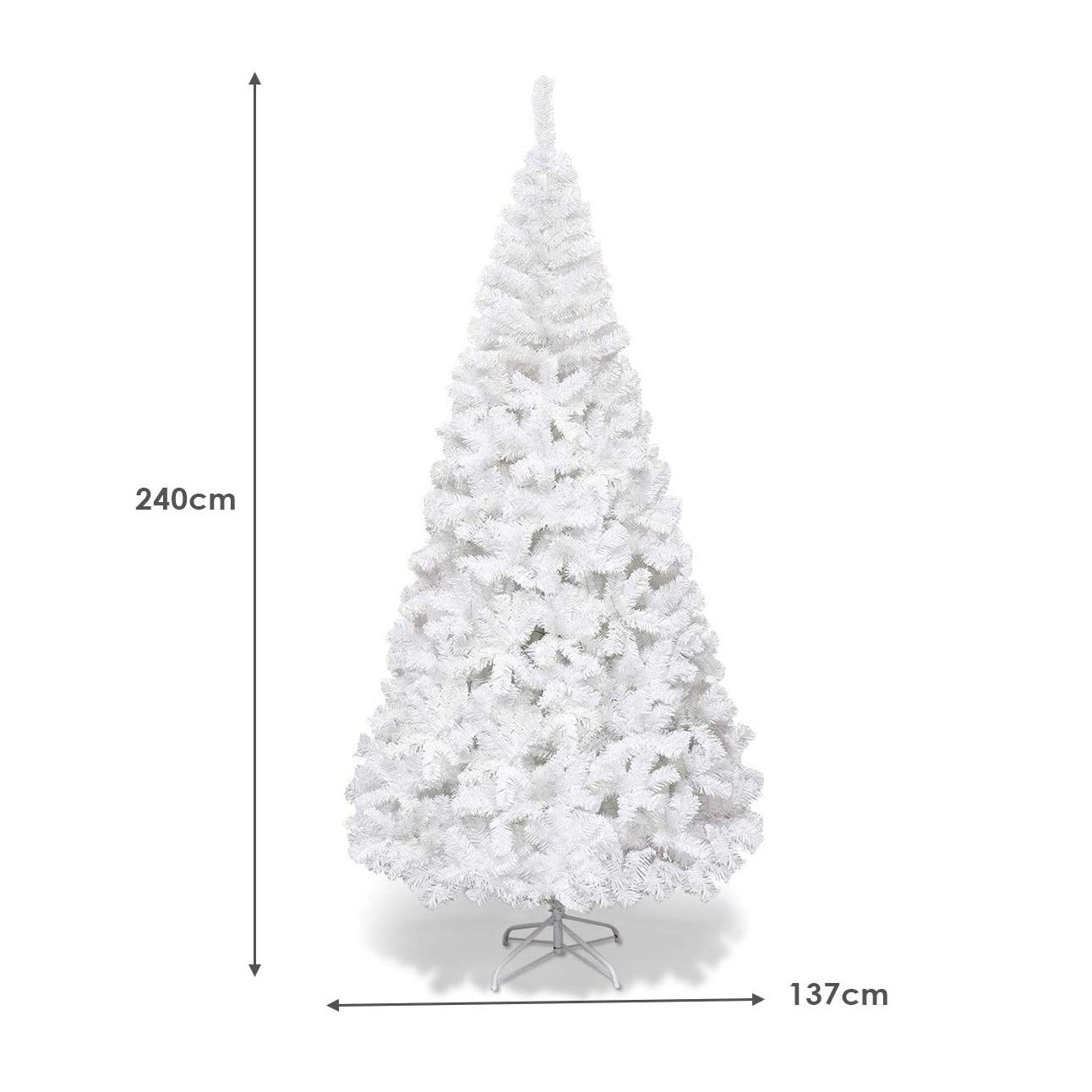 Árbol de Navidad Blanco 240cm con Base Metálica y Material PVC ...