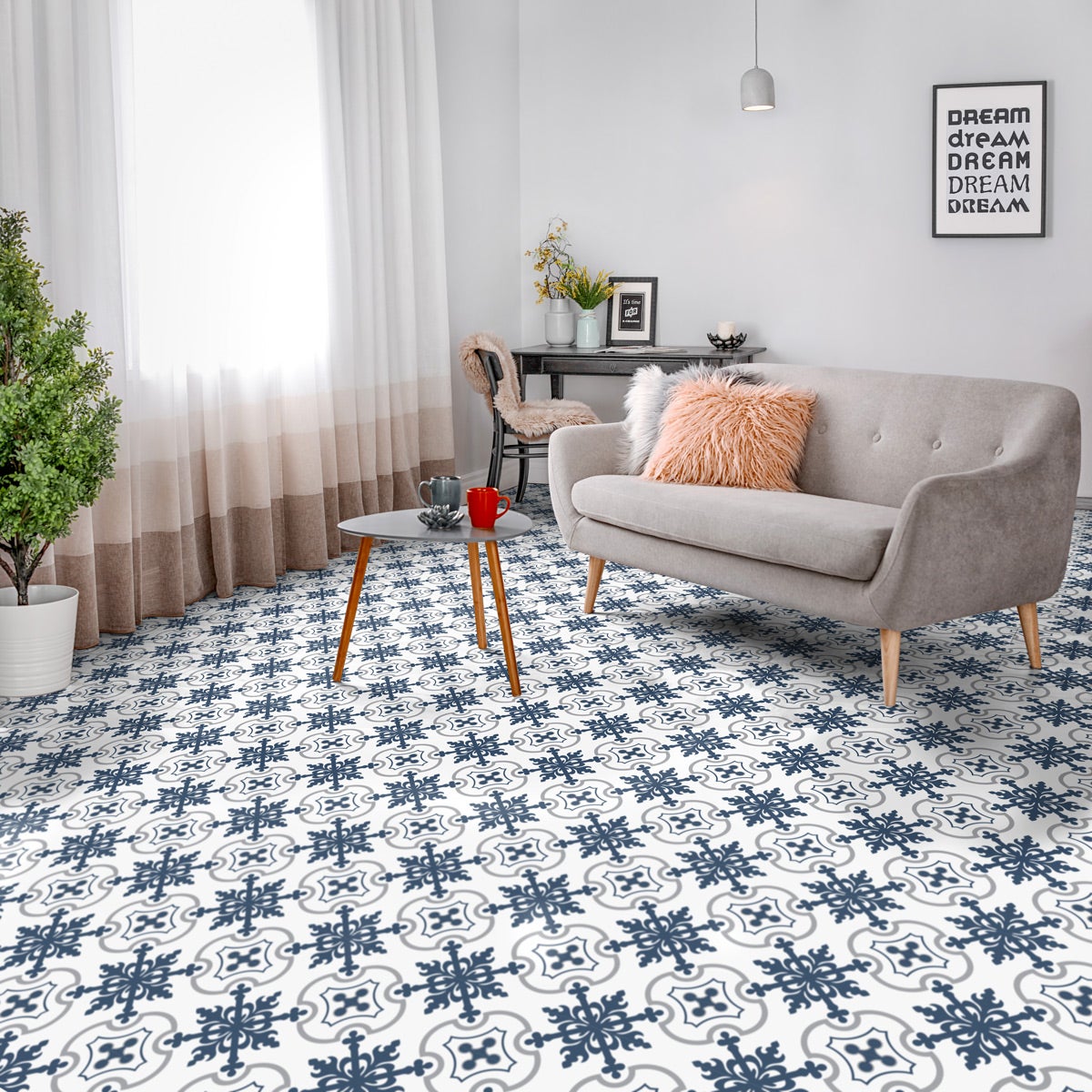 Vinilo baldosas suelo anatola antideslizante - 60x100 cm - adhesivo de pared - revestimiento sticker mural decorativo