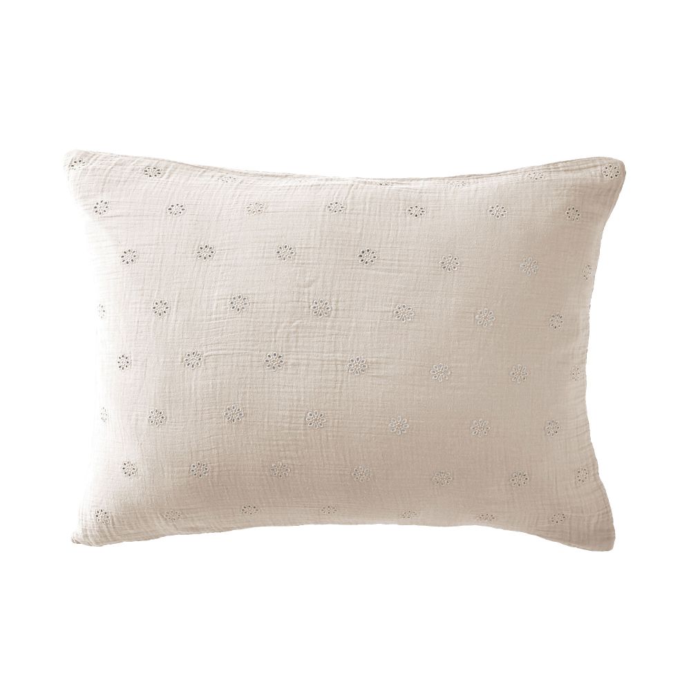 Lot De 2 Taies D’oreiller 50x70 Cm – Lin Blanc à Fleurs – Imperméable, Lavable – Pour Canapé, Lit, Déco Salon