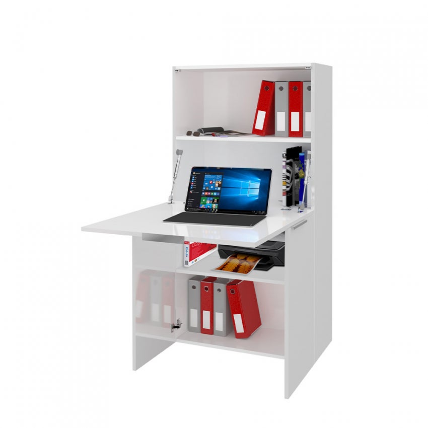 Bureau 70x70 pliable avec étagère rétractable armoire Dalia - 4