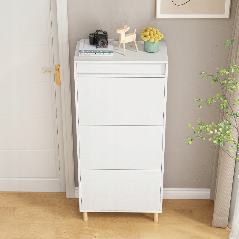Szafka na buty biała z lustrem loft stojący regał przedpokój 55cm - 4