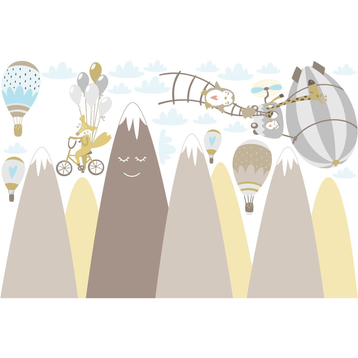 Adesivo bambino di montagna scandinavo animali da circo - Sticker adesivo - adesivi murali - 40x60cm - 2