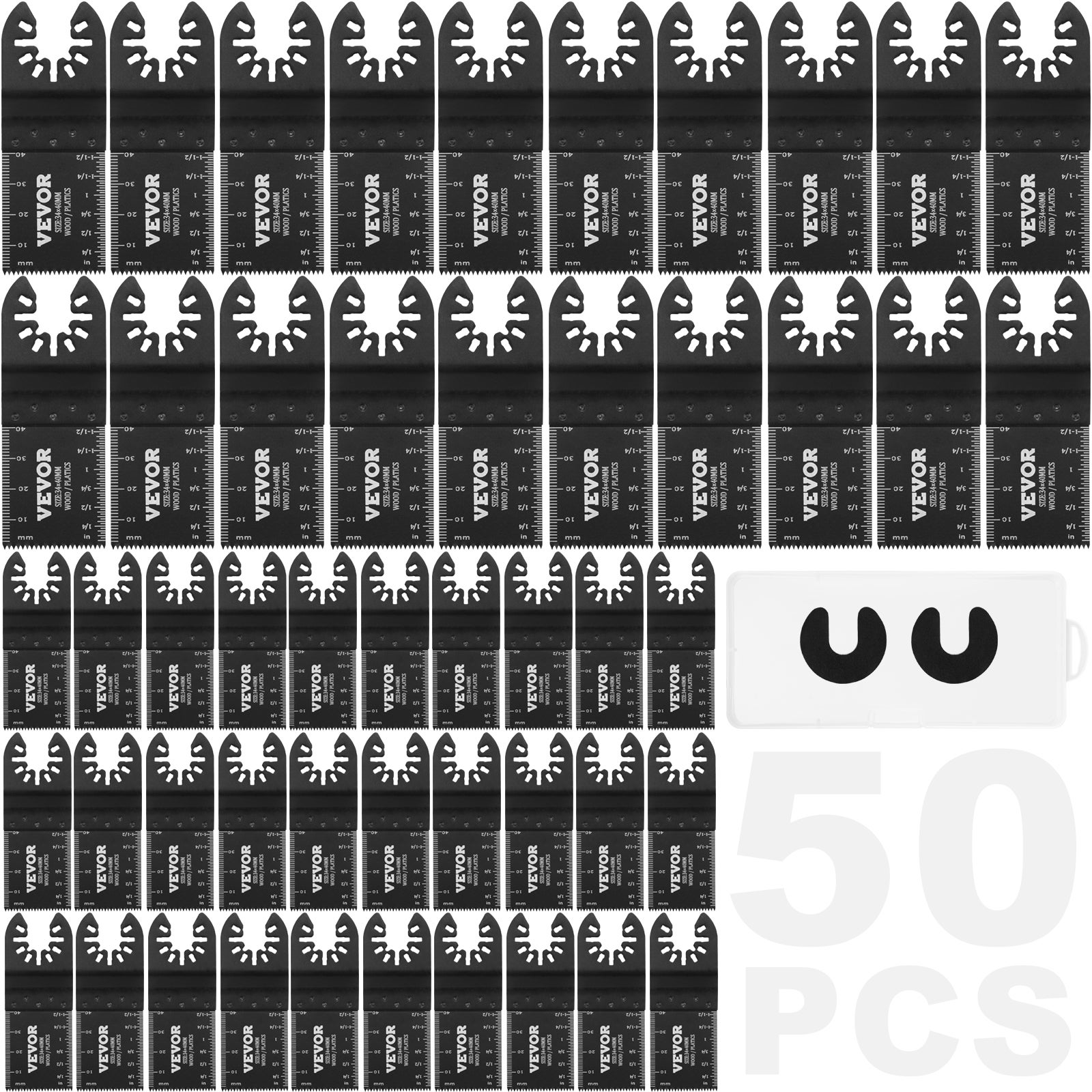Lame de Tăietor Oscilant VEVOR 50PC, Lame Multifuncționale Universale pentru Desprindere Rapidă, Set de Accesorii pentru Lemn, Plastic, Aluminiu