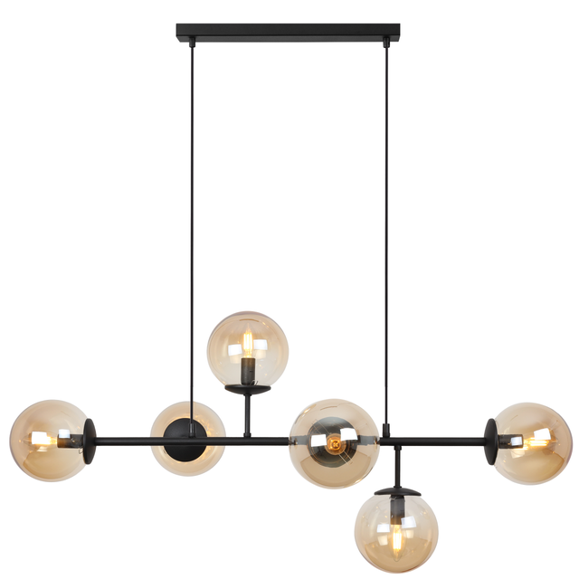 Lampa sufitowa wisząca Siena czarna glamour 6xE14 klosz kula miodowa Light Home LH