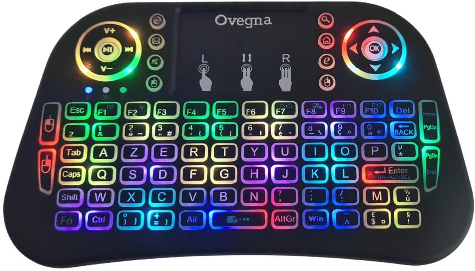 Clavier Sans Fil Ovegna Q9 AZERTY - Mini Clavier Tactile Rétroéclairé Pour TV, PC, Android