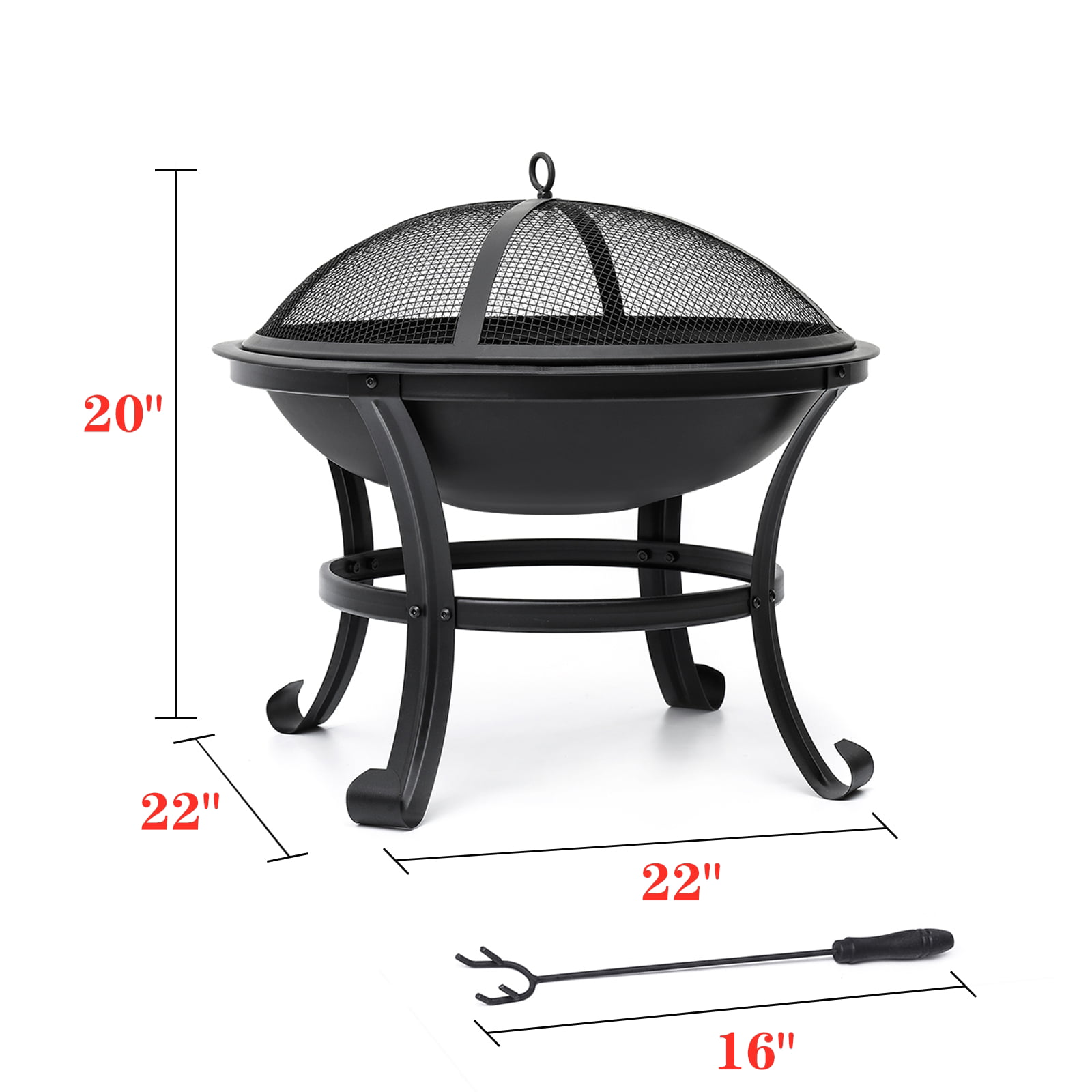Fogueira exterior de 56 cm com tampa, pequena fogueira de liga de aço para jardim, varanda, pátio, parque de campismo e churrasco. - 2